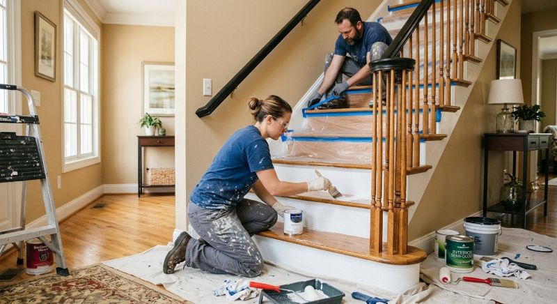 Indoor Staircase Painting in Wilmington, NC